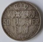 Leopold III - 50fr- zonder kruis met triangel (driehoek) -, Verzenden, Zilver, Losse munt, Zilver