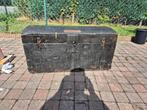 Antieke militaire houten kist of koffer, Ophalen, Gebruikt