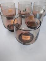 6 retro glazen, gerookt glas, Ophalen of Verzenden