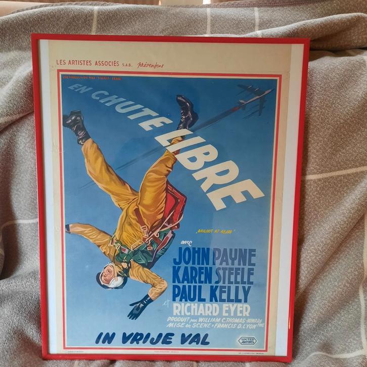 Cinemaposter uit 1957 met John Payne , Kzren Steele , enz..., Verzamelen, Film en Tv, Zo goed als nieuw, Poster, Ophalen of Verzenden