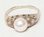 Bague en perles et diamants 18 carats., Avec pierre précieuse, Or, Enlèvement ou Envoi, Bague