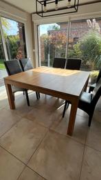 Teakhouten tafel + 8 stoelen, Huis en Inrichting, Tafels | Eettafels, Ophalen, Vijf personen of meer, 100 tot 150 cm, 100 tot 150 cm