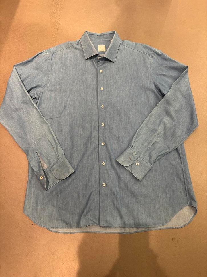 Essential jeans hemd maat 44/17,5, Kleding | Heren, Overhemden, Zo goed als nieuw, Halswijdte 43/44 (XL), Blauw, Ophalen of Verzenden