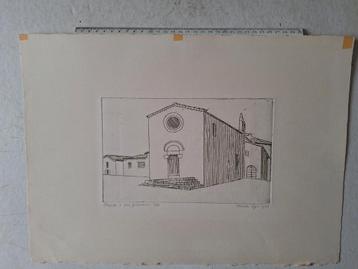 Originele ets van Claude Lyr "Chapelle a San Giminiano 1963 beschikbaar voor biedingen