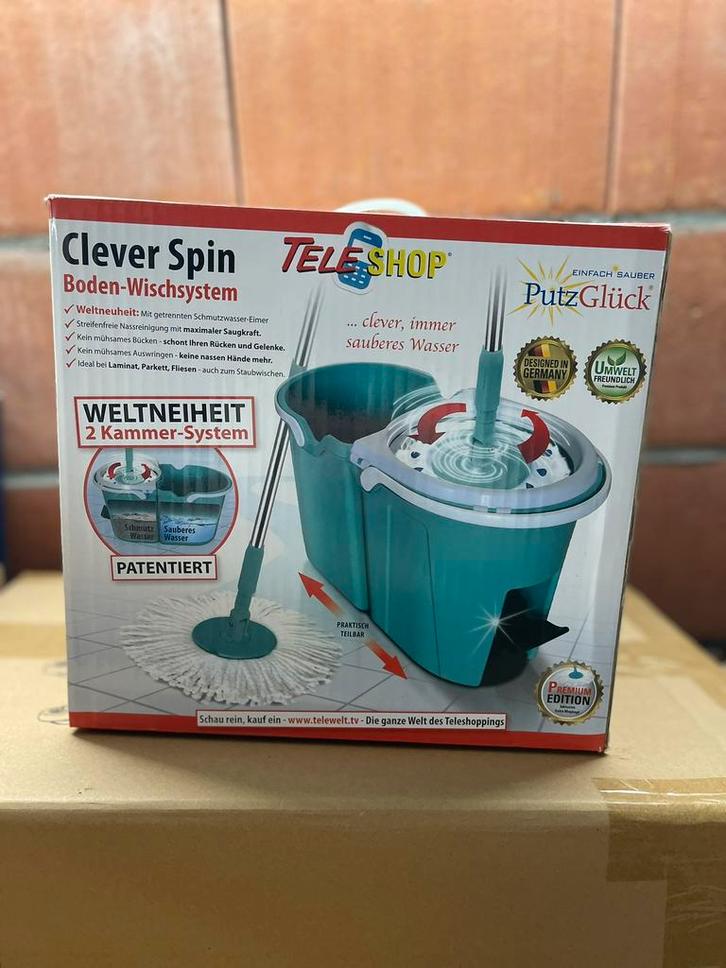 Nieuwe  Clever Spin Boden-Wischsystem, Huis en Inrichting, Emmers, Zo goed als nieuw, Ophalen of Verzenden