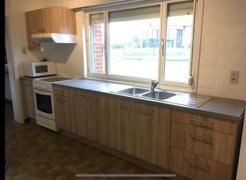Keuken (enkelwandig) in houtlook te koop, Huis en Inrichting, Ophalen, Zo goed als nieuw, Kunststof, Enkelwandige keuken