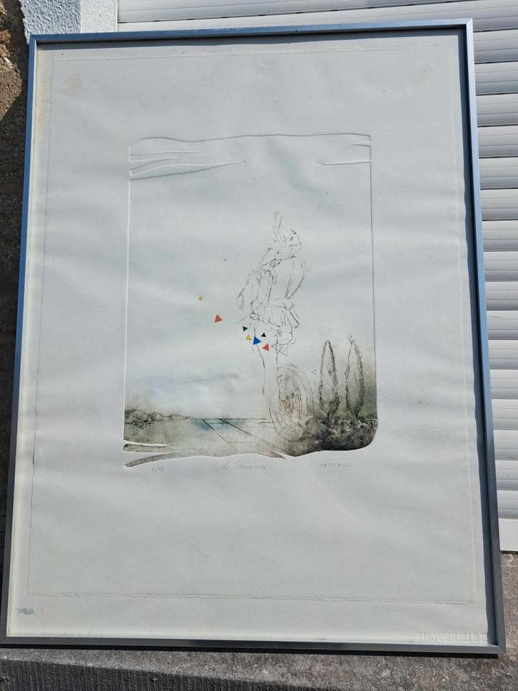 eau forte le musicien signe capitan, Antiquités & Art, Art | Eaux-fortes & Gravures, Enlèvement ou Envoi