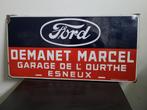 Oude grote geëmailleerde plaquette met reclame van FORD, Ophalen of Verzenden, Gebruikt, Reclamebord