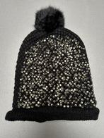 New zwarte muts met pompon en strass steentjes, Sans marque, Ophalen of Verzenden, Nieuw, Muts