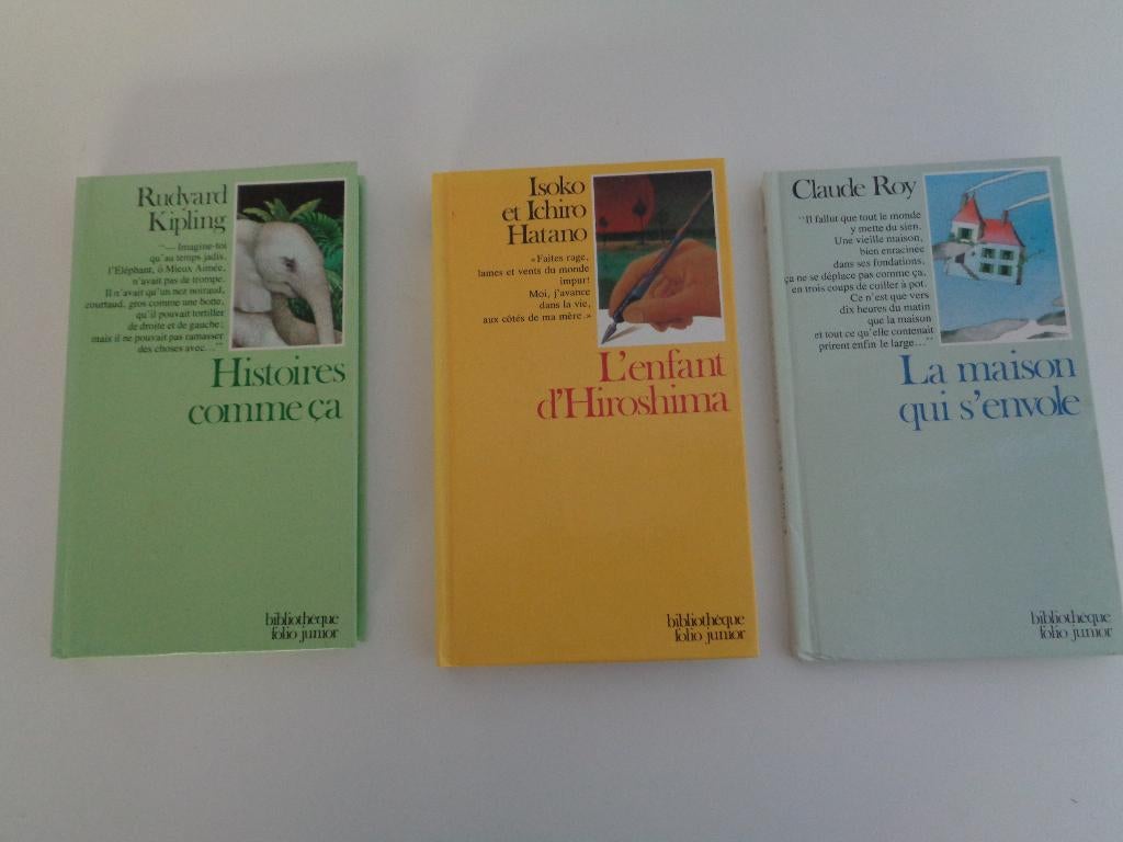 Lot de 3 Livres: Bibliothèque Folio junior anciens., Livres, Envoi, Utilisé