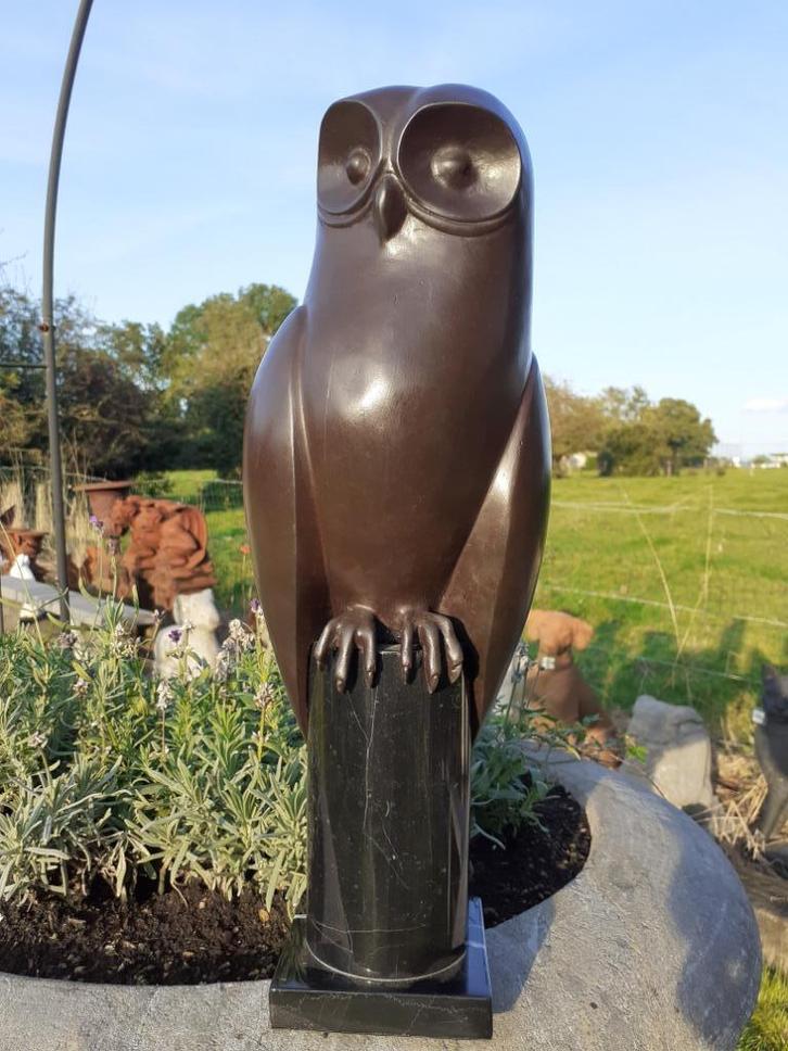 Schitterend dierenbrons op marmeren sokkel (de uil), Antiek en Kunst, Antiek | Brons en Koper, Brons, Ophalen of Verzenden