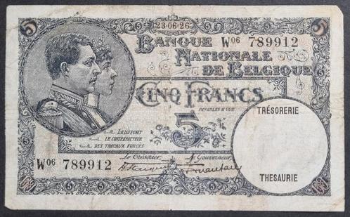5 Francs 1926 Nationale Reeks / Zeldzaam !, Postzegels en Munten, Bankbiljetten | België, Los biljet, Ophalen of Verzenden