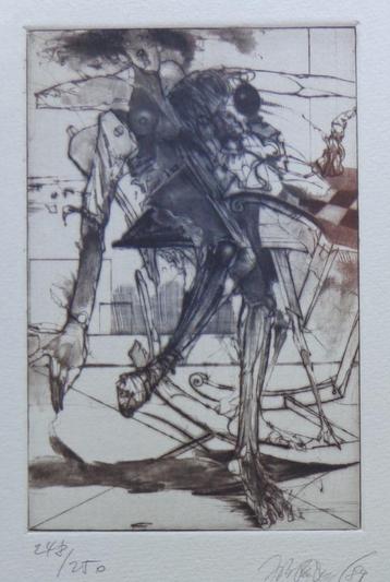 JIRI BRAZDA / FIGUUR / KLEURETS / 29x20cm / SIG / 1989 beschikbaar voor biedingen