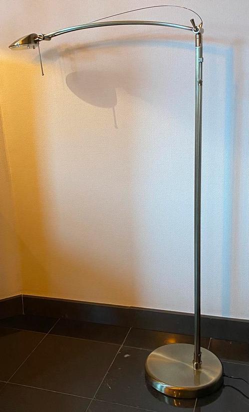 Lampe-Liseuse halogène sur pied en Laiton Brossé, Maison & Meubles, Lampes | Lampadaires, Comme neuf, 100 à 150 cm, Métal