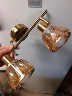 Goudkleurige plafondlamp te koop met 2 spots, Huis en Inrichting, Lampen | Plafondlampen, Ophalen of Verzenden