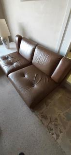 Cognac kleurige lederen salon..2 en 3 zit..brede zitplaatsen, Huis en Inrichting, Ophalen