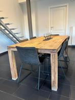 Houten tafel + 6 stoelen, Antiek en Kunst, Ophalen