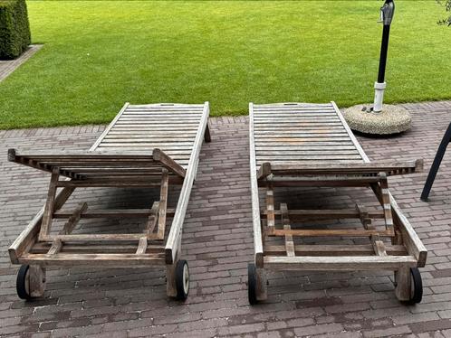 TEAK ligstoelen, Tuin en Terras, Ligbedden, Ophalen