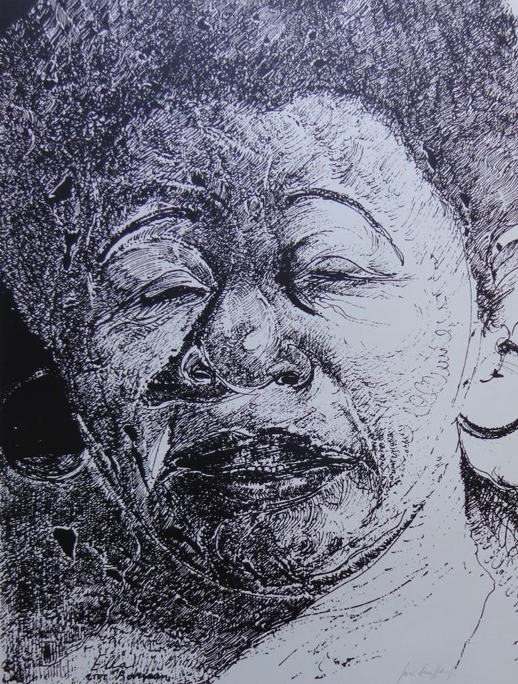 JAN BURSSENS / DE ZWARTE PANTER / ZW-W ZEEFDRUK / 63x44cm, Antiek en Kunst, Kunst | Litho's en Zeefdrukken, Ophalen of Verzenden