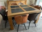 Eettafel met meubels, Huis en Inrichting, Tafels | Eettafels, 150 tot 200 cm, 150 tot 200 cm, Eikenhout, Zo goed als nieuw
