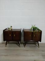 Set vintage mid century nachtkastjes, Huis en Inrichting, Slaapkamer | Nachtkastjes, Ophalen, Zo goed als nieuw