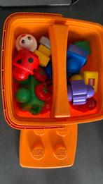 Oranje LEGO doos met lego PRIMO bouwstenen, Ophalen of Verzenden, Gebruikt, Losse stenen, Lego