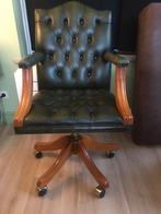 CHESTERFIELD BUREAUSTOEL GROEN LEDER IN PERFECTE STAAT, Ophalen, Zo goed als nieuw, Groen, Bureaustoel