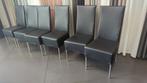6 lederen stoelen met metalen voet, zo goed als nieuw, Ophalen, Zo goed als nieuw