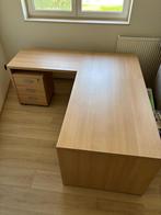 Groot bureau - boekenkast - rolkastje met schuiven, Ophalen, Gebruikt, Bureau