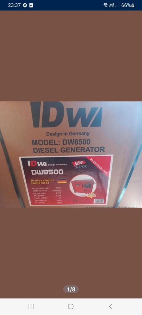 Big power diesel generator 6,5 kva, Doe-het-zelf en Bouw, Aggregaten, Nieuw, Elektrisch startend, Geluidgedempt, Ophalen