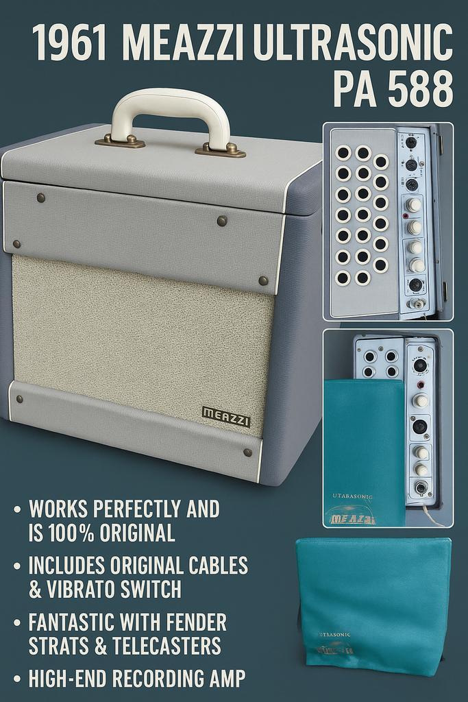 Meazzi Ultrasonic PA 588 – Vintage Italian Tube Amp, Muziek en Instrumenten, Versterkers | Bas en Gitaar, Gebruikt, Gitaar, Minder dan 50 watt