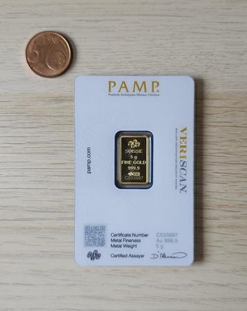 5 gram Goudbaar (24 karaat) - PAMP beschikbaar voor biedingen