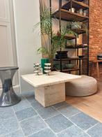 Vintage travertin salontafel/sidetable, Huis en Inrichting, Tafels | Salontafels, Ophalen, Gebruikt, Vierkant, Minimalitisch