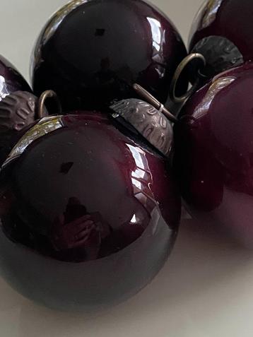 5 Zware 60 jaar oude massieve glazen retro HEKSENKERSTBALLEN beschikbaar voor biedingen