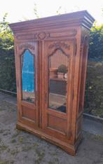 Oude houten halkast, Huis en Inrichting, Kasten | Vitrinekasten, Ophalen, Gebruikt, Glas