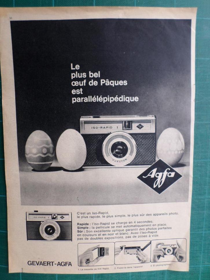 Agfa photographie - publicité papier Agfa Iso Rapid - 1965, Collections, Marques & Objets publicitaires, Utilisé, Autres types