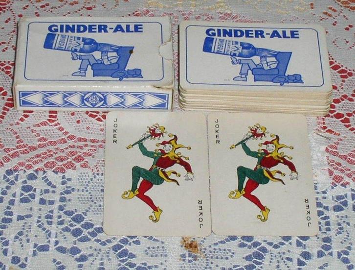 Oude speelkaarten Ginder-Ale (Br. Martinas Merchtem), Verzamelen, Biermerken, Gebruikt, Reclamebord, Plaat of Schild, Overige merken