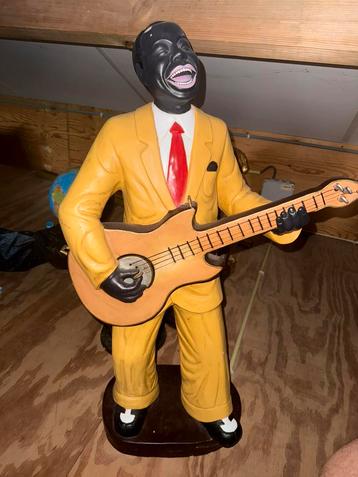 Groot vintage beeld muzikant met gitaar 90 cm bar decoratie beschikbaar voor biedingen