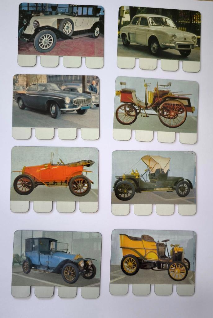 Chromos métallique COOP " L'auto à travers les âges ", Verzamelen, Automerken, Motoren en Formule 1, Zo goed als nieuw, Auto's