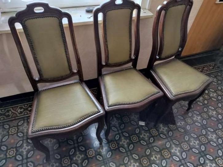 stoelen : 6 stuks, Huis en Inrichting, Stoelen, Gebruikt, Hout, Leer, Ophalen