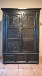 Antieke kleerkast, Massief hout, zwart 177x127x60 cm, Huis en Inrichting, Kasten | Kleerkasten, Ophalen, Gebruikt