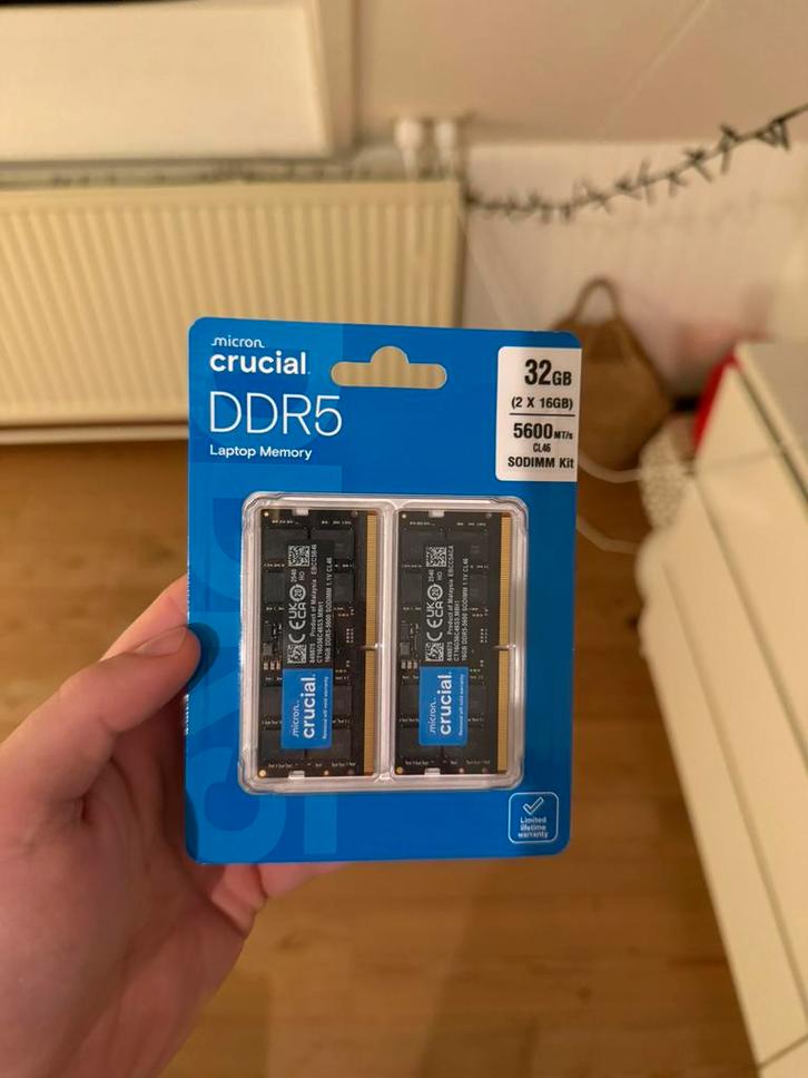 Crucial SODIMM 2x16gb 5600mhz DDR5 RAM, Informatique & Logiciels, Mémoire RAM, Laptop, 32 GB, DDR5, Enlèvement ou Envoi