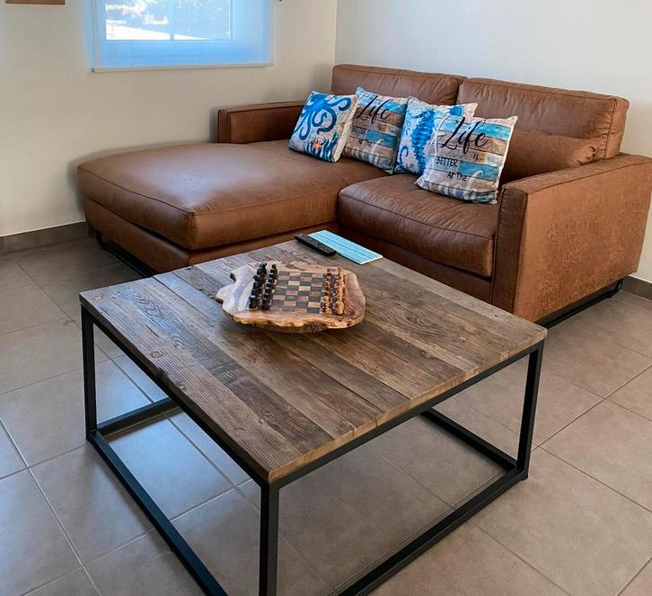 Hoeksalon als nieuw! 3 jaar garantie op!, Huis en Inrichting, Zetels | Complete zithoeken, Zo goed als nieuw, Leer, Metaal, Stof