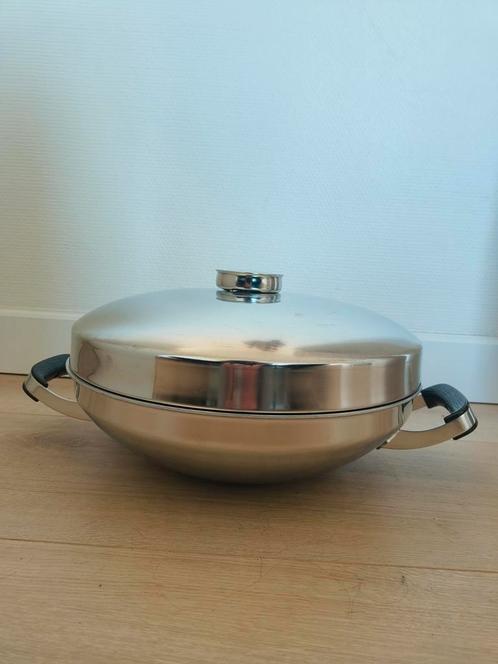 Demeyere professionele wok met deksel en roostertje, Huis en Inrichting, Keuken | Potten en Pannen, Wok, Ophalen