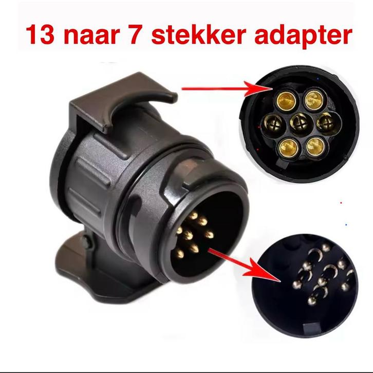 Adaptateur 13 à 7 broches remork remorque, Caravanes & Camping, Caravanes Accessoires, Comme neuf, Enlèvement