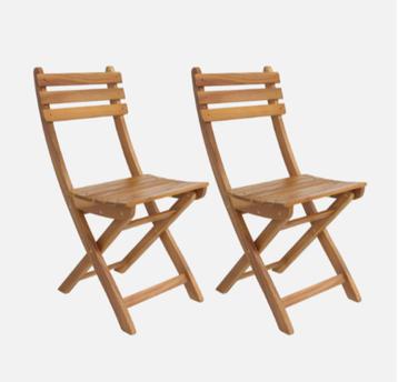2 nieuwe inklapbare acaciahouten stoelen beschikbaar voor biedingen