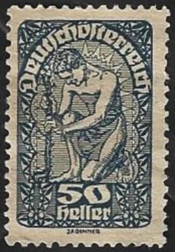 1Postzegel Oostenrijk 1919 Posthoorns en Rijkswapen beschikbaar voor biedingen