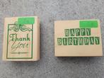 stempels Happy Birthday en Thank You, Hobby en Vrije tijd, Ophalen of Verzenden, Nieuw, Houten stempel
