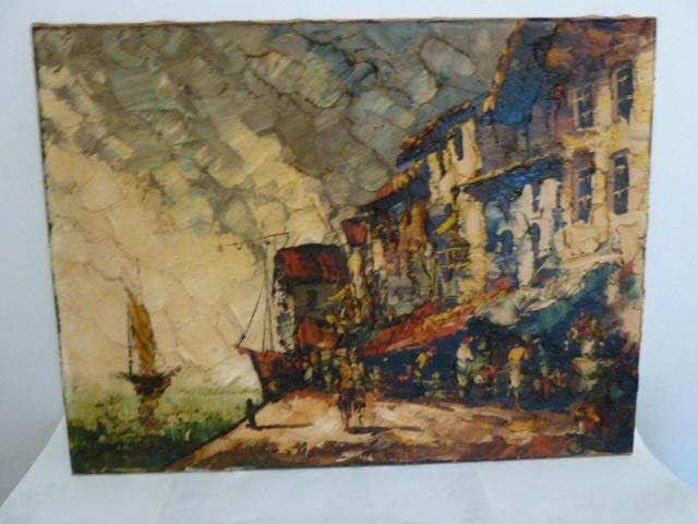 Schilderij olie op doek , Impasto stijl, is getekend!, Antiek en Kunst, Kunst | Schilderijen | Modern, Ophalen