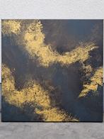 Abstract modern acryl canvas - 60*60cm zwart/aubergine/goud, Ophalen